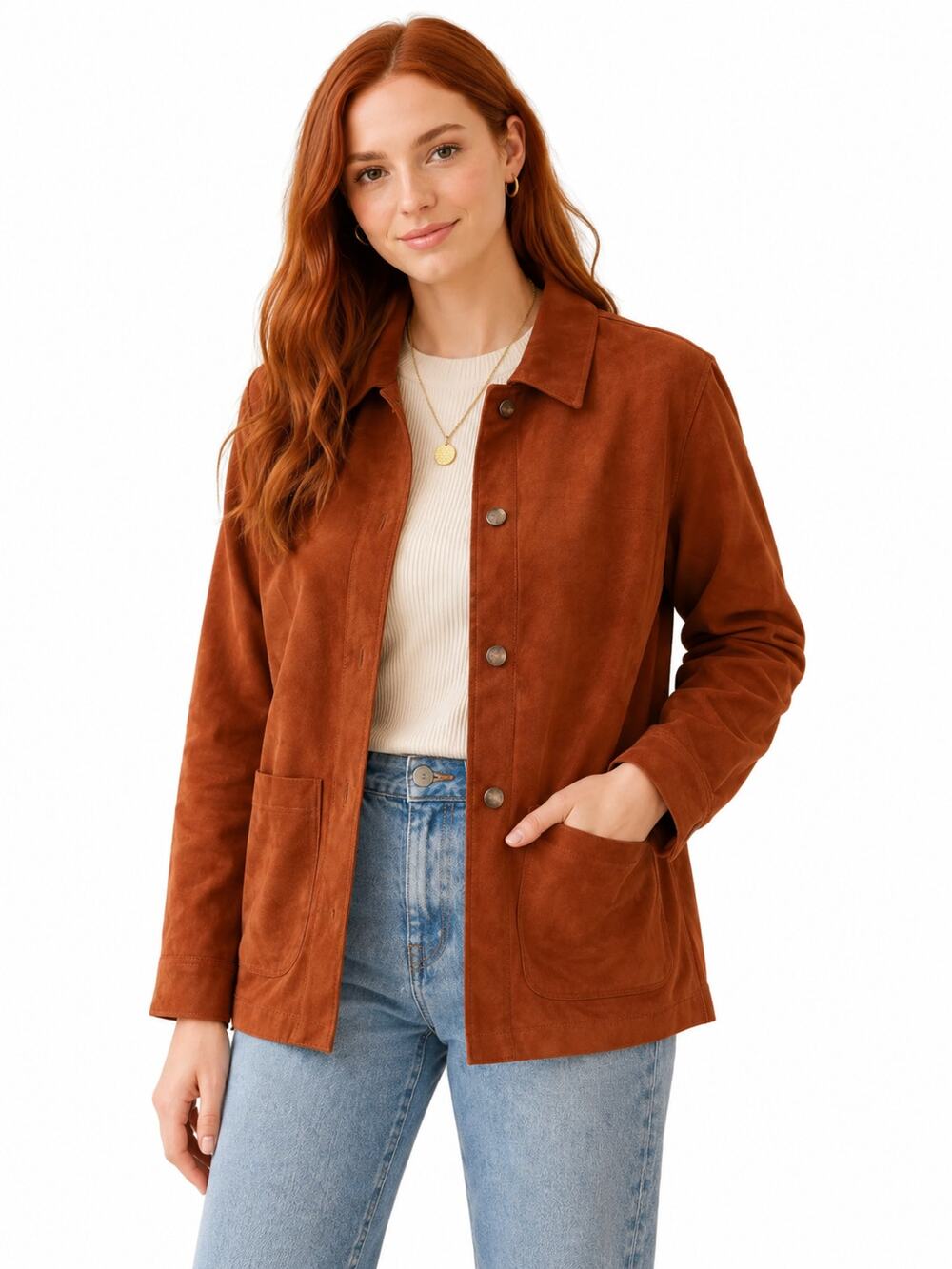 Truth by Republic Rust Faux Suede Shacket Jacket Medium NWT